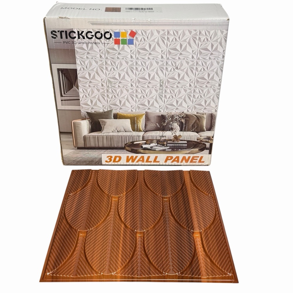 STICKGOO 33 Pack‎ 3D Wall Panels Interior Wall Decor 12''x12'' Rosewood Brown